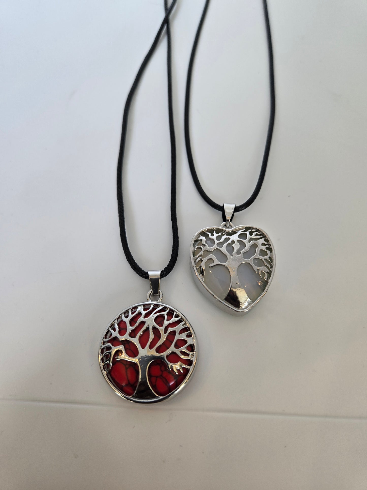 Stone heart OR Stone Circle Tree necklaces